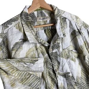 Tommy Bahama Mens XXL 100% Linen Tropical Palm Leaf Short Sleeve Button Up Shirt